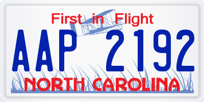 NC license plate AAP2192