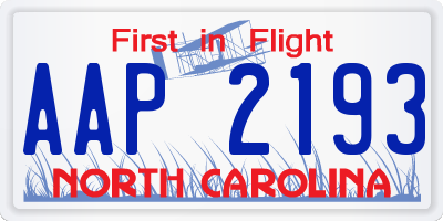 NC license plate AAP2193