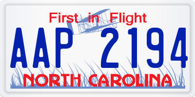 NC license plate AAP2194