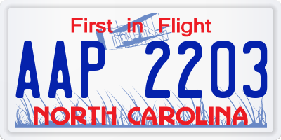 NC license plate AAP2203