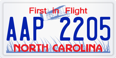 NC license plate AAP2205