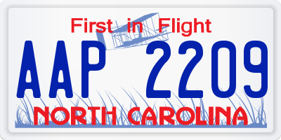 NC license plate AAP2209