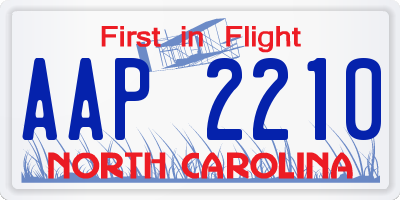 NC license plate AAP2210