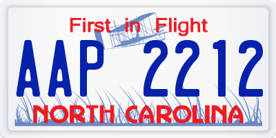 NC license plate AAP2212