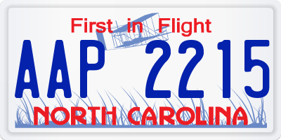 NC license plate AAP2215