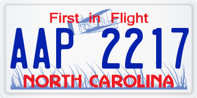 NC license plate AAP2217