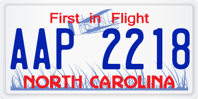 NC license plate AAP2218