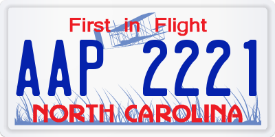 NC license plate AAP2221