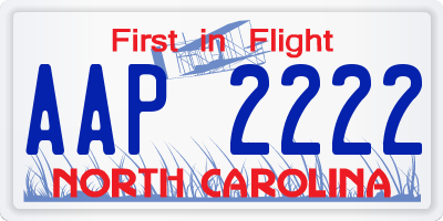 NC license plate AAP2222