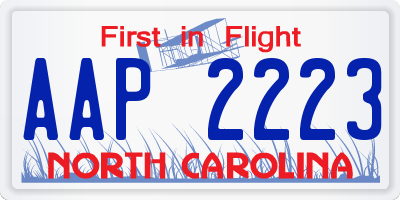 NC license plate AAP2223