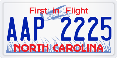 NC license plate AAP2225