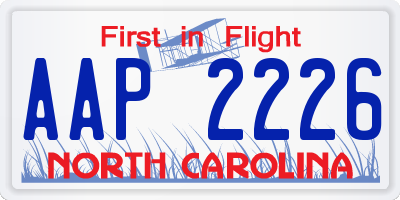 NC license plate AAP2226