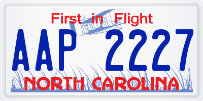 NC license plate AAP2227