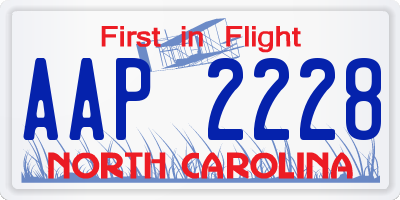 NC license plate AAP2228