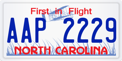 NC license plate AAP2229