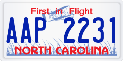 NC license plate AAP2231