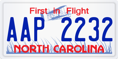 NC license plate AAP2232