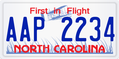 NC license plate AAP2234