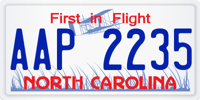 NC license plate AAP2235