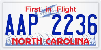 NC license plate AAP2236