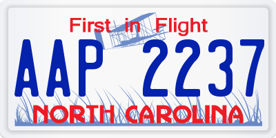 NC license plate AAP2237