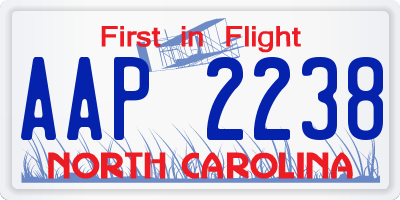 NC license plate AAP2238