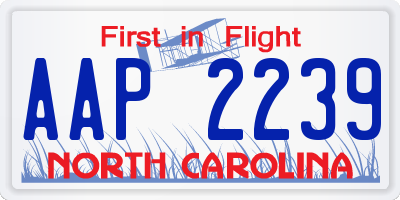 NC license plate AAP2239