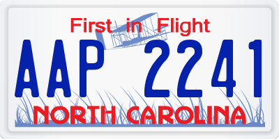 NC license plate AAP2241