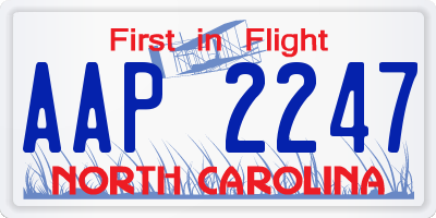 NC license plate AAP2247