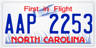 NC license plate AAP2253