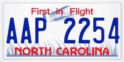 NC license plate AAP2254