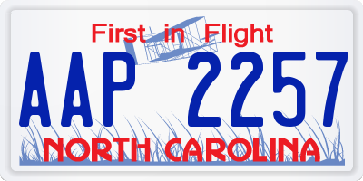 NC license plate AAP2257