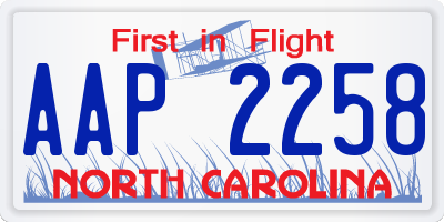 NC license plate AAP2258