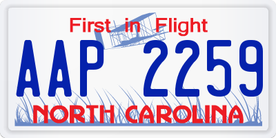 NC license plate AAP2259