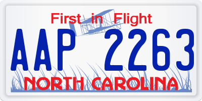 NC license plate AAP2263