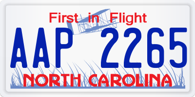 NC license plate AAP2265