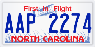 NC license plate AAP2274