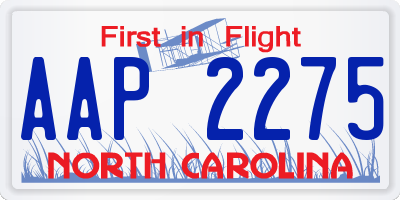 NC license plate AAP2275