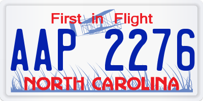 NC license plate AAP2276