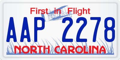 NC license plate AAP2278