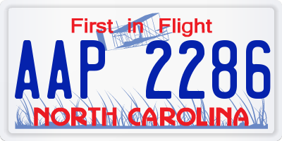 NC license plate AAP2286