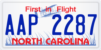 NC license plate AAP2287