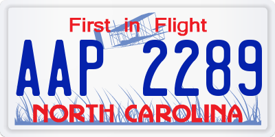 NC license plate AAP2289