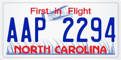 NC license plate AAP2294