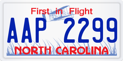 NC license plate AAP2299