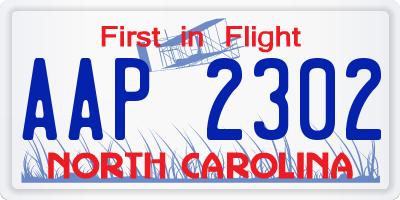 NC license plate AAP2302