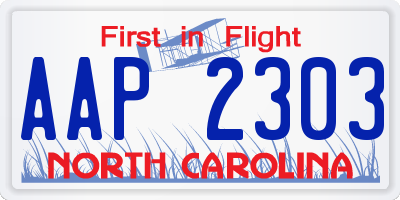 NC license plate AAP2303