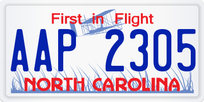 NC license plate AAP2305
