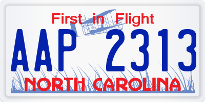 NC license plate AAP2313