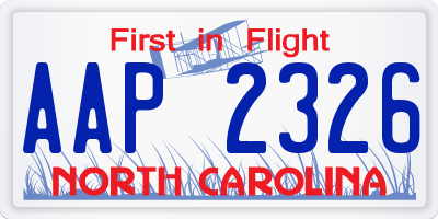 NC license plate AAP2326